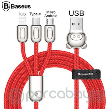 Baseus Camlt 3in1 Type-C,İphone, Micro Usb Çoklu Başlık Halat Usb Kablo
