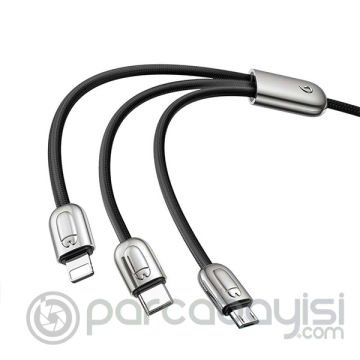 Baseus Camlt 3in1 Type-C,İphone, Micro Usb Çoklu Başlık Halat Usb Kablo