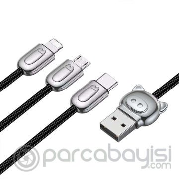 Baseus Camlt 3in1 Type-C,İphone, Micro Usb Çoklu Başlık Halat Usb Kablo