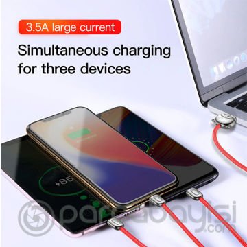 Baseus Camlt 3in1 Type-C,İphone, Micro Usb Çoklu Başlık Halat Usb Kablo