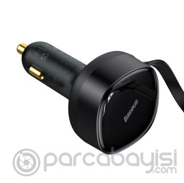 Baseus 2in1 Makaralı 30W Hızlı Şarj Type-C + Lightning iPhone Araç Şarj Cihazı