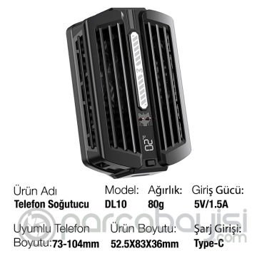 MEMO DL10 Dijital Gösterge 2000mAh Powerbankli Telefon Soğutucu Fan Radyatör