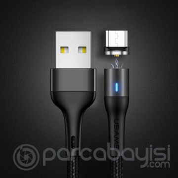 USAMS Mıknatıslı Şarj Başlık Mikro usb Şarj Kablosu