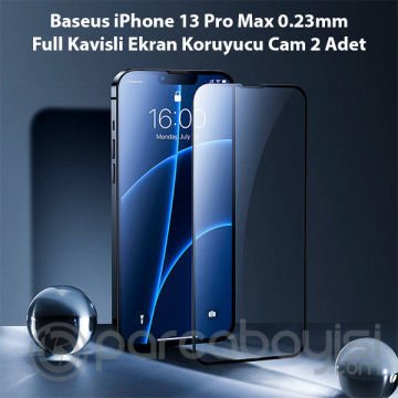 Baseus iPhone 13 Pro Max 0.23mm Full Kavisli Ekran Koruyucu Cam 2 Adet