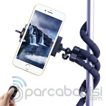 Mini Tripod Selfie Masa Üstü Stand + Bluetooth Kumanda