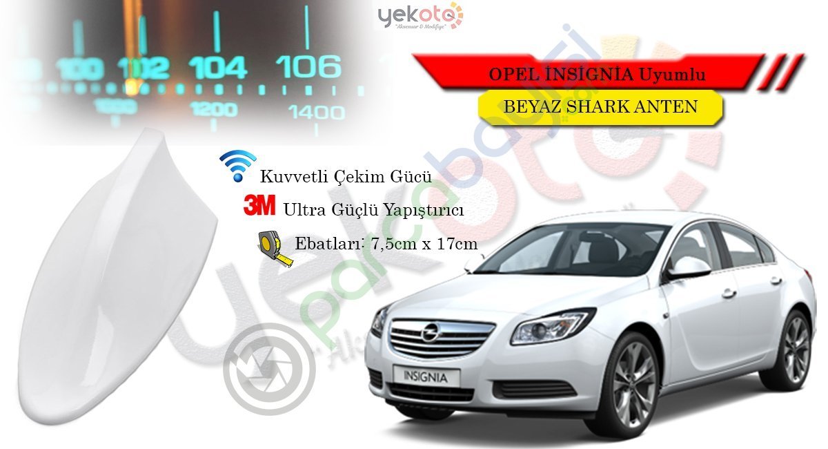 Opel İnsignia Uyumlu Beyaz Shark Anten Köpek Balığı Anten