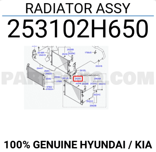 Kia Ceed Su Radyatör Orjinal | 253102H650