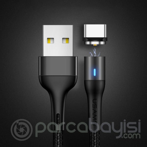 USAMS Aluminium Alloy Mıknatıslı Başlık Usb Type C Şarj Kablosu