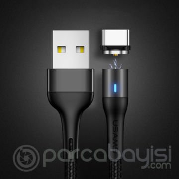 USAMS Aluminium Alloy Mıknatıslı Başlık Usb Type C Şarj Kablosu