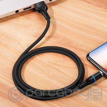 USAMS Aluminium Alloy Mıknatıslı Başlık Usb Type C Şarj Kablosu