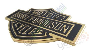 Harley Davıdson 3D Metal Sticker Metal Amblem Gold Orta Boy