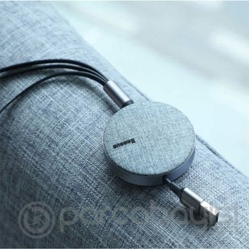 Baseus Fabric Makaralı 3in1 Type-C+iphone+micro Usb Şarj Kablo