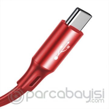 Baseus Fabric Makaralı 3in1 Type-C+iphone+micro Usb Şarj Kablo