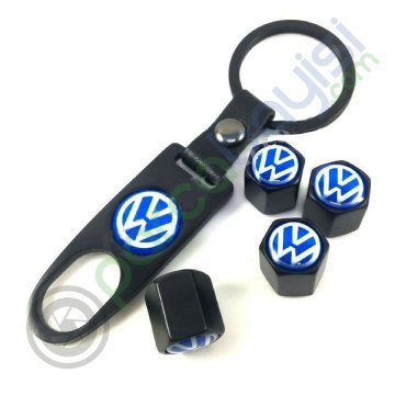 Volkswagen Metal Anahtarlık Ve Sibop Kapak Seti 1.Kalite Mavi Logo