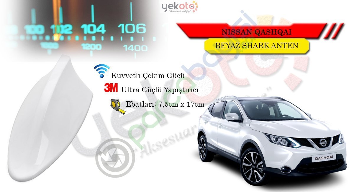 Nıssan Qashqai Uyumlu Beyaz Shark Anten Köpek Balığı Anten