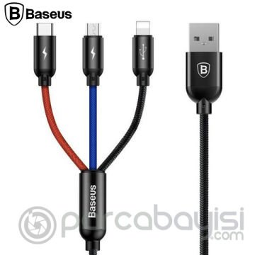 Baseus Three Primary 3in1 30CM Type-C+İPhone+Micro Usb Şarj Kablsu