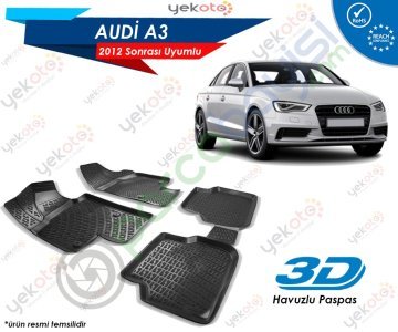 Audi A3 2012 Sonrası Uyumlu Araca Özel 3D Havuzlu Paspas 1.Kalite