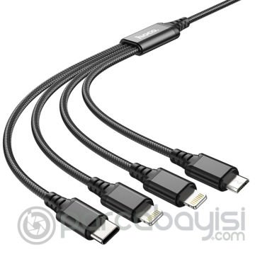 HOCO X76 4in1 Type-C + iPhone Lightning + Micro USB 2A Şarj Kablosu