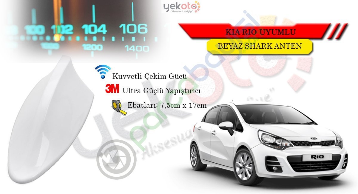 Kia Rio Uyumlu Beyaz Shark Anten Köpek Balığı Anten