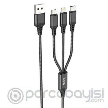 HOCO X76 3in1 Type-C + iPhone Lightning + Micro USB 2A Şarj Kablosu