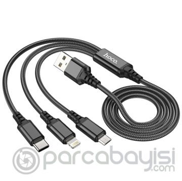 HOCO X76 3in1 Type-C + iPhone Lightning + Micro USB 2A Şarj Kablosu