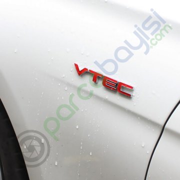 Vtec 3D Metal Amblem Logo Stıcker Kırmızı