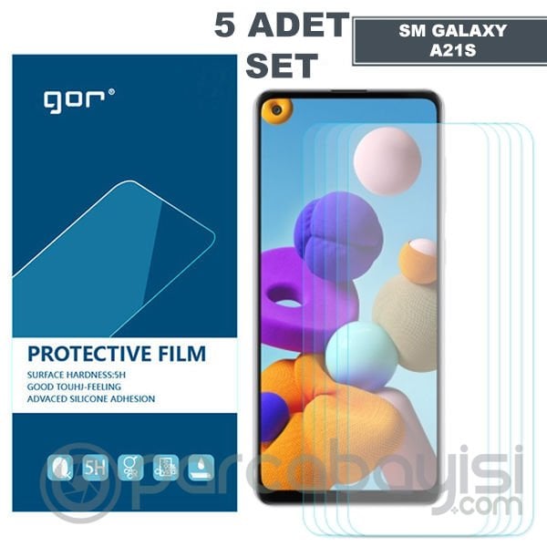 GOR SM Galaxy A21S HD Darbe Emici Ekran Koruyucu Jelatin 5 Adet Set