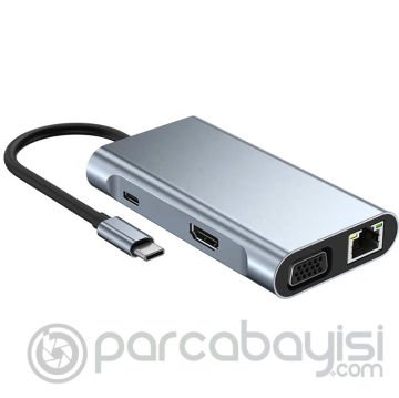 ALLY 7in1 USB 3.0 + HDMI + RJ45 + Type-C HUB Adaptör Çevirici Dock Station