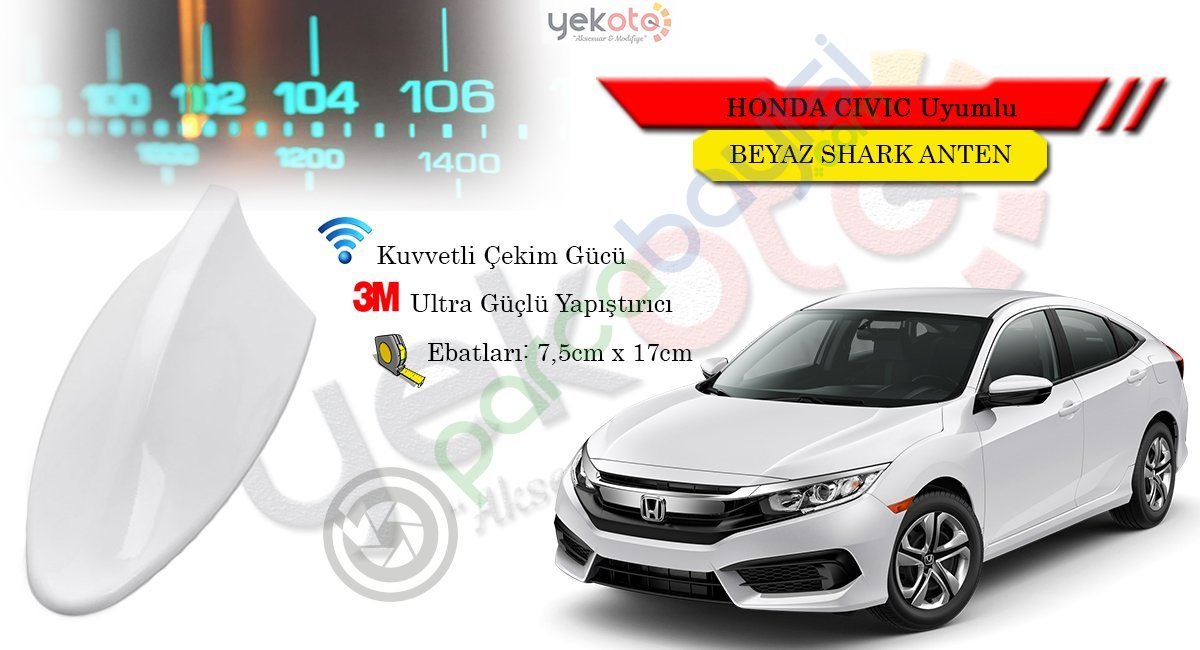 Honda Civic Uyumlu Beyaz Shark Anten Köpek Balığı Anten