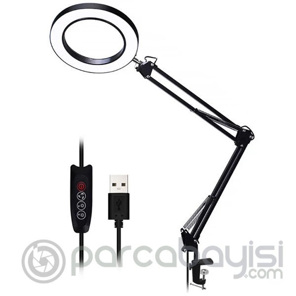 ALLY Portatif Masa İçin 33cm 33cm 5X USB 3 Renk Led Işıklı Büyüteç