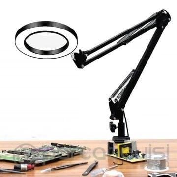 ALLY Portatif Masa İçin 33cm 33cm 5X USB 3 Renk Led Işıklı Büyüteç