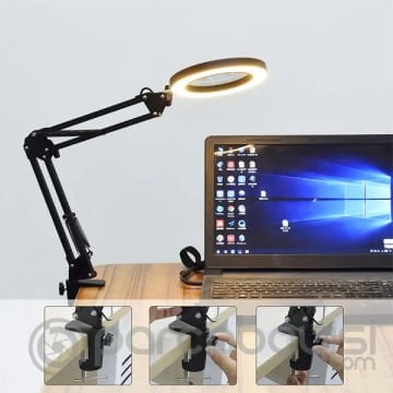 ALLY Portatif Masa İçin 33cm 33cm 5X USB 3 Renk Led Işıklı Büyüteç