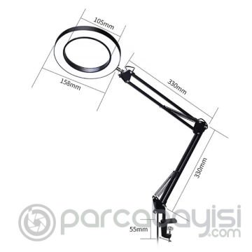 ALLY Portatif Masa İçin 33cm 33cm 5X USB 3 Renk Led Işıklı Büyüteç