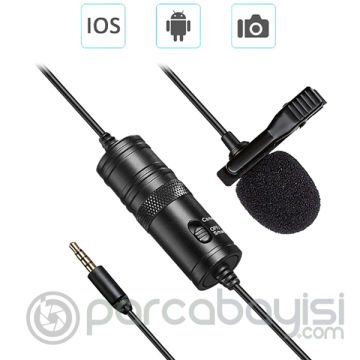 ALLY 3.5MM Universal Lavalier Kablolu Yaka Mikrofonu 6 Metre