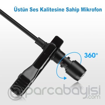 ALLY Usb Kablolu Yaka Mikrofonu Bilgisayar PC Notebook İçin profesyonel Mikrofon