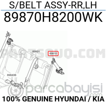 Arka Emniyet Kemeri Sol Orjinal | 89870H8200Wk