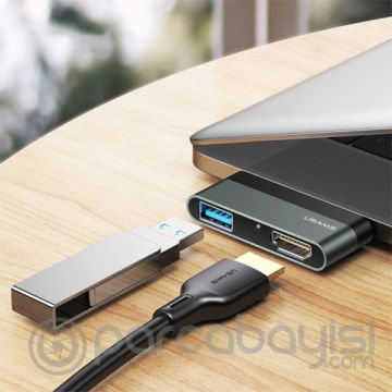 USAMS US-SJ462 USB-C to USB 3.0 - HDMI 1.4  Mini Cevirici Hub