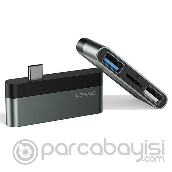 USAMS US-SJ463 USB-C to 2 USB 3.0 - TF Mini Çevirici Hub
