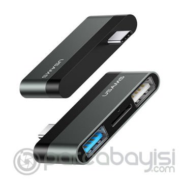 USAMS US-SJ463 USB-C to 2 USB 3.0 - TF Mini Çevirici Hub
