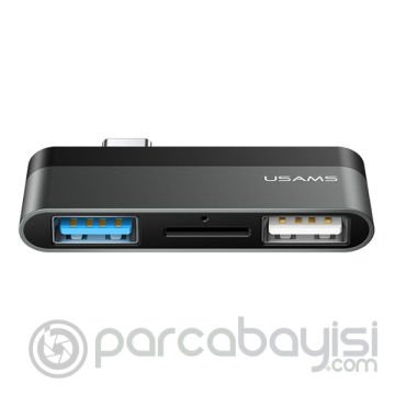 USAMS US-SJ463 USB-C to 2 USB 3.0 - TF Mini Çevirici Hub