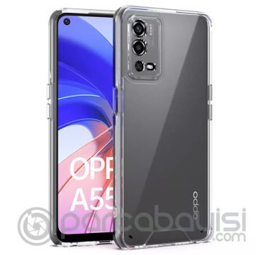 Ally OPPO A55 4G Kılıf Kamera Korumalı Ultra İnce Şeffaf Silikon Kılıf