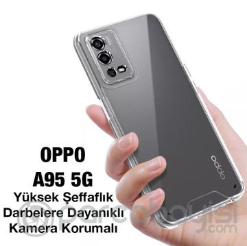 Ally OPPO A55 4G Kılıf Kamera Korumalı Ultra İnce Şeffaf Silikon Kılıf
