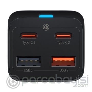 Baseus Gan3 Pro 65W 2 Type-C 2 USB Hızlı Şarj Başlığı Adaptörü+Baseus 100W Hızlı Şarj Type-C