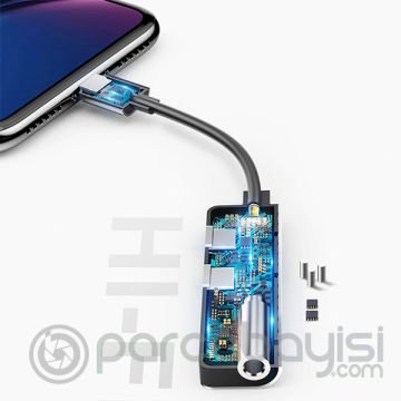 Baseus  L52 3in1 Dual Lightning 3.5mm Kulaklık Dönüştürücü Adeptör