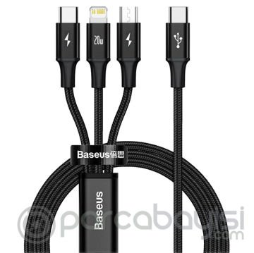 Baseus Rapid Series PD 20W 3in1 Type-C to Type-C + Lightning + Micro Hızlı Şarj Kablosu 1.5m