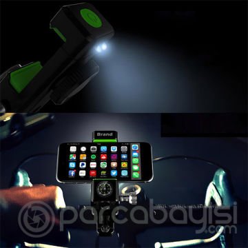 Ally Çok Fonksiyonlu Esnek Bisiklet Telefon Tutucu Pusulalı+ Led Işıklı