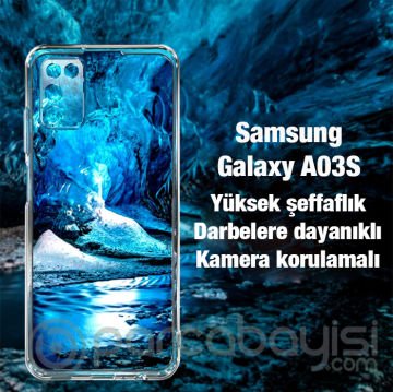 Ally SM Galaxy A03S Kılıf Kamera Korumalı Ultra İnce Şeffaf Silikon Kılıf