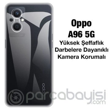 Ally OPPO A96 5G Kılıf Kamera Korumalı Ultra İnce Şeffaf Silikon Kılıf