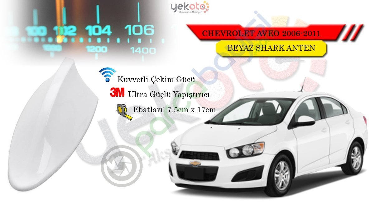 Chevrolet Aveo Sedan Uyumlu Beyaz Shark Anten Köpek Balığı Anten