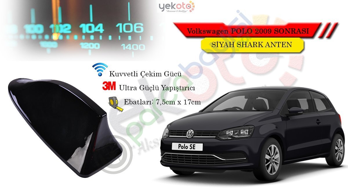 Vw Polo 2009 Sonrası Uyumlu Siyah Shark Anten Köpek Balığı Anten